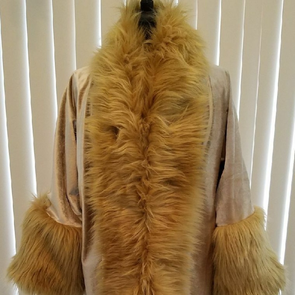 Custom Order Blonde Faux Fur Trim Gatsby Maxi Coat